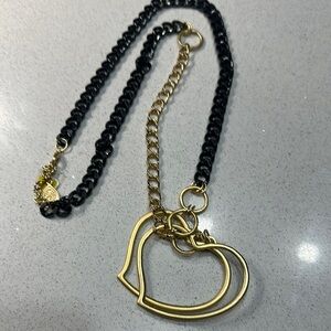 Chic Black and Gold Heart Necklace